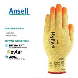 HyFlex®11-515 Cut Resistant Kevlar® Knit Gloves Nitrile Coating Yellow (3 Pairs)
